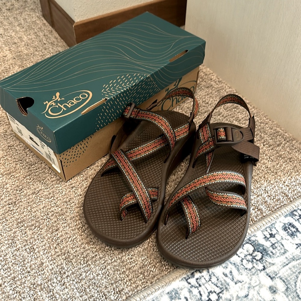Chaco Brown and Orange Adventure Sandals